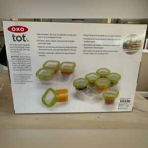 OXO Green-Lid Baby Food Container Set with Clear Bases